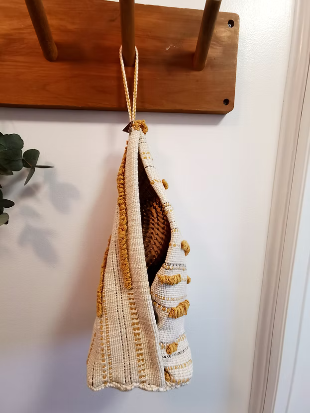 Panier sac suspendu ou à poser tissé main vide-poches