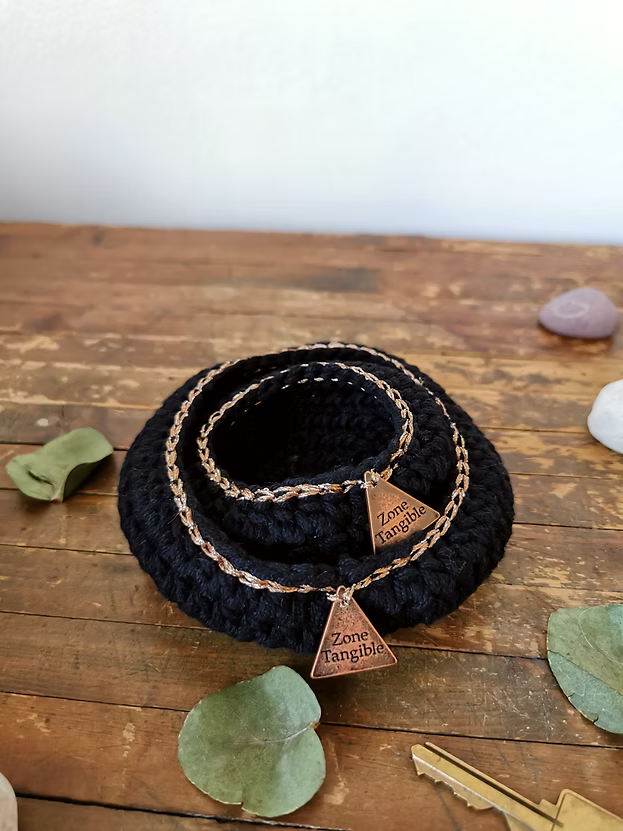 Ensemble de panier vide-poche au crochet en coton et accent cuivre