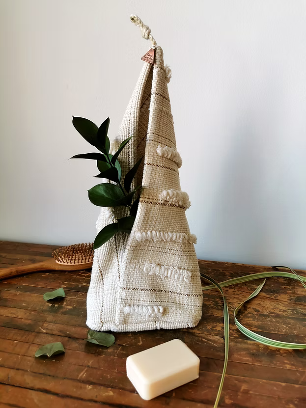 Panier sac suspendu ou à poser tissé main vide-poches