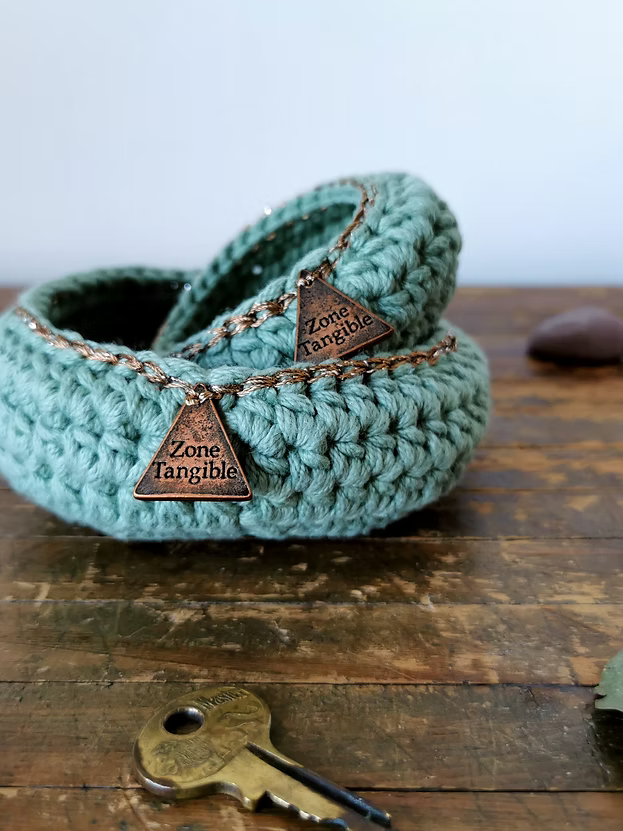 Ensemble de panier vide-poche au crochet en coton et accent cuivre